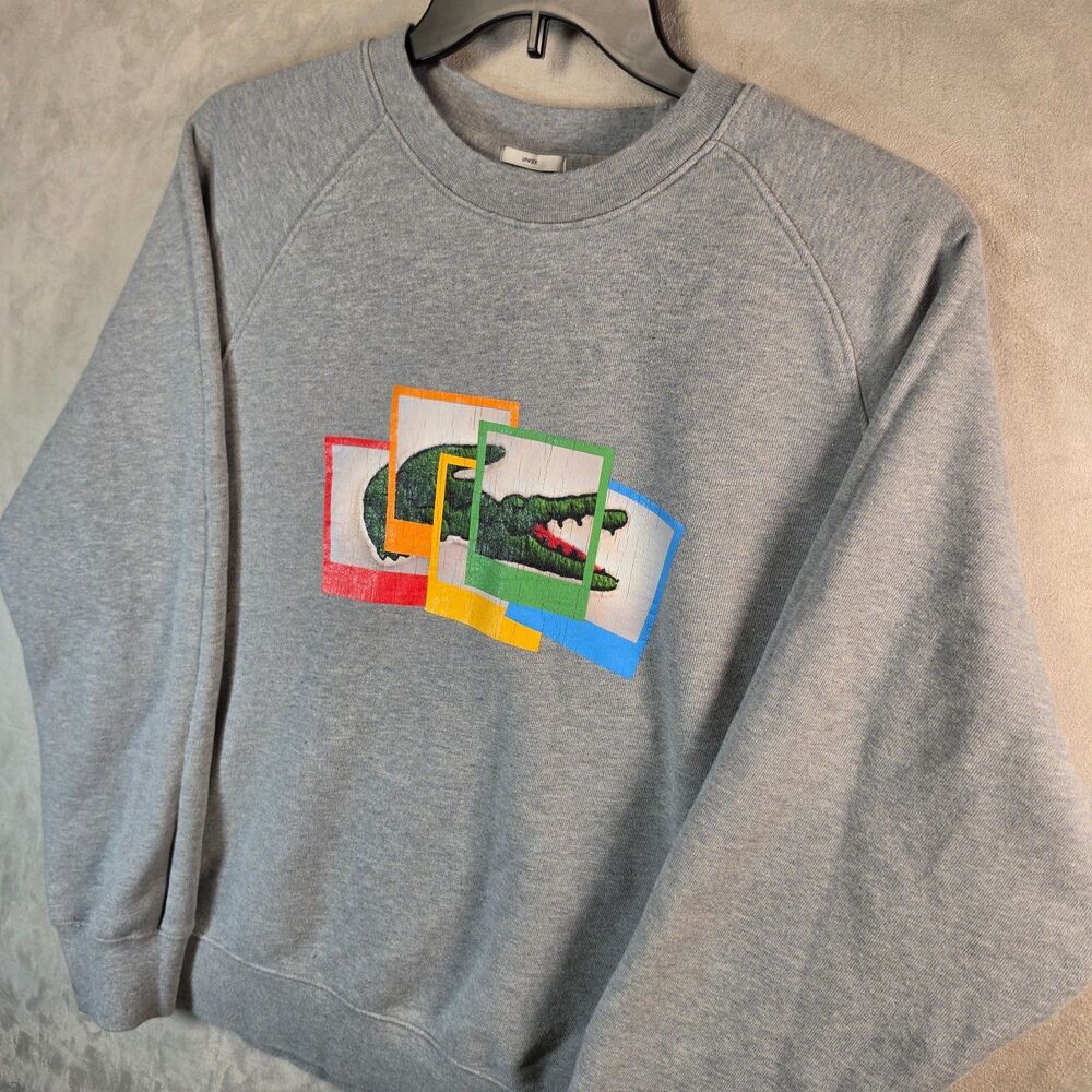 Lacoste x Polaroid Collaboration Sweatshirt Gray Crewneck Men's Size[XXL] SH2183